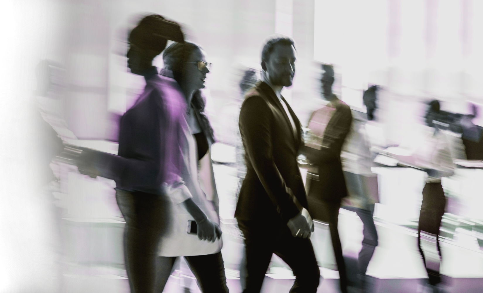blurred people walking