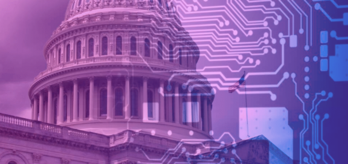 government building with code overlay