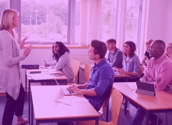 Adults in a classroom