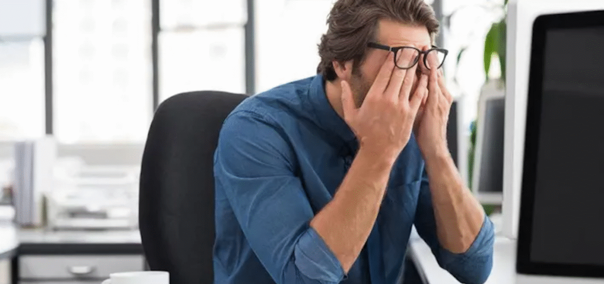 man frustrated at work