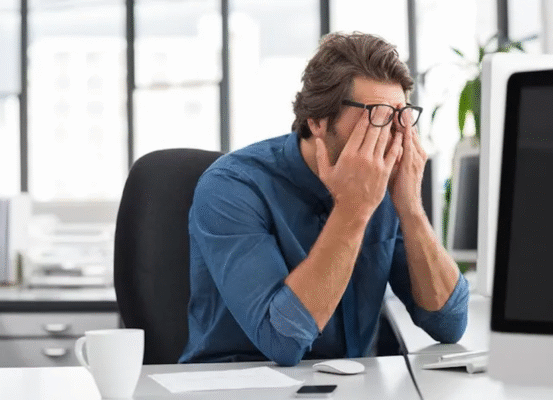 man frustrated at work