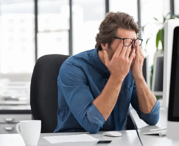 man frustrated at work