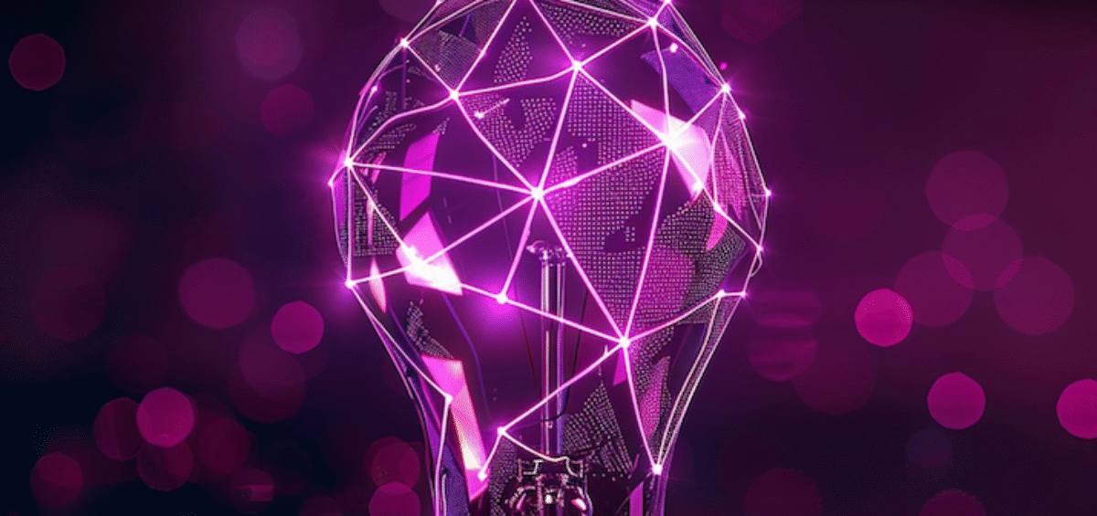 purple technological lighbulb