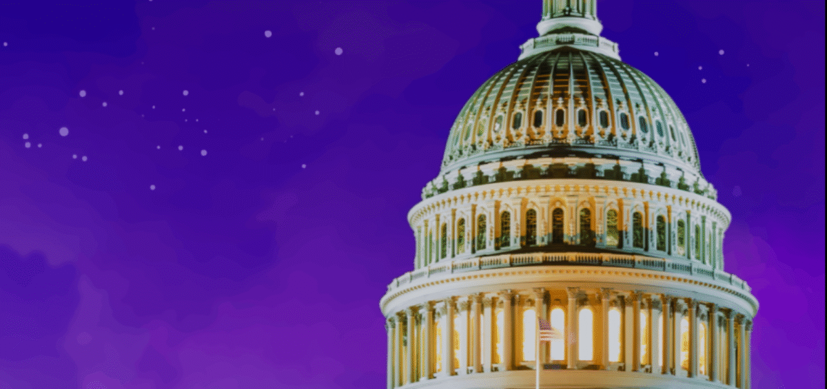 government capital building with purple background