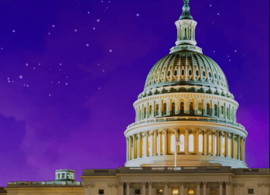 government capital building with purple background