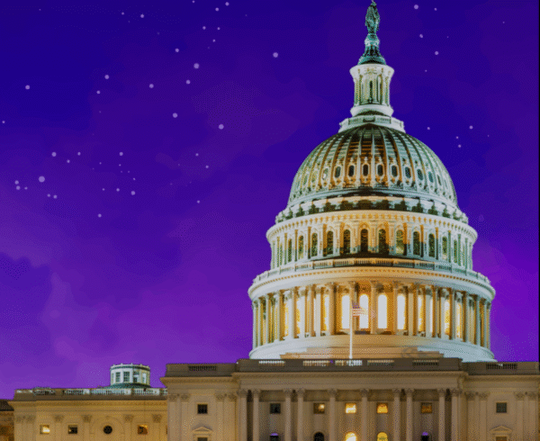 government capital building with purple background