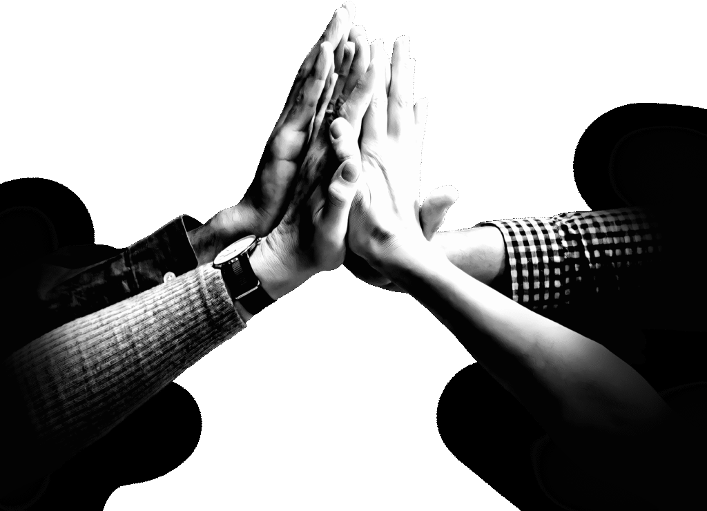 black and white hands coming together