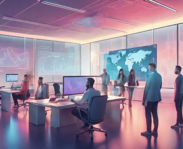 futuristic image of consultants in an office