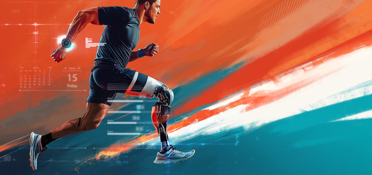 man with prosthetic leg running