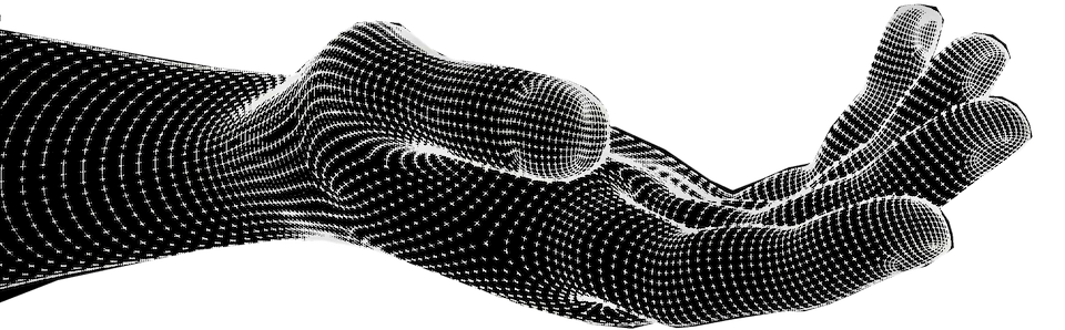 technology hand AI haptic pattern hand