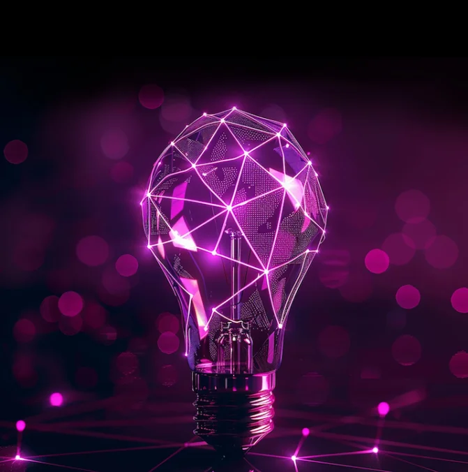purple technological lighbulb